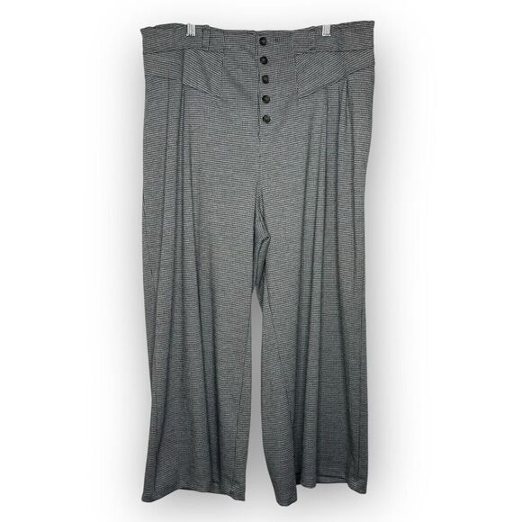 Maeve Pants - Anthropologie Maeve Houndstooth Wide Leg Cropped Pants Black White Women Size XL